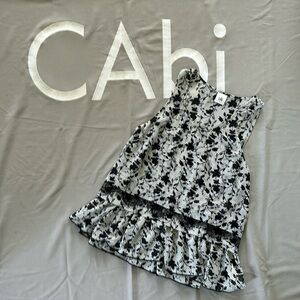 NWOT CAbi two piece b&w tank with blouse.